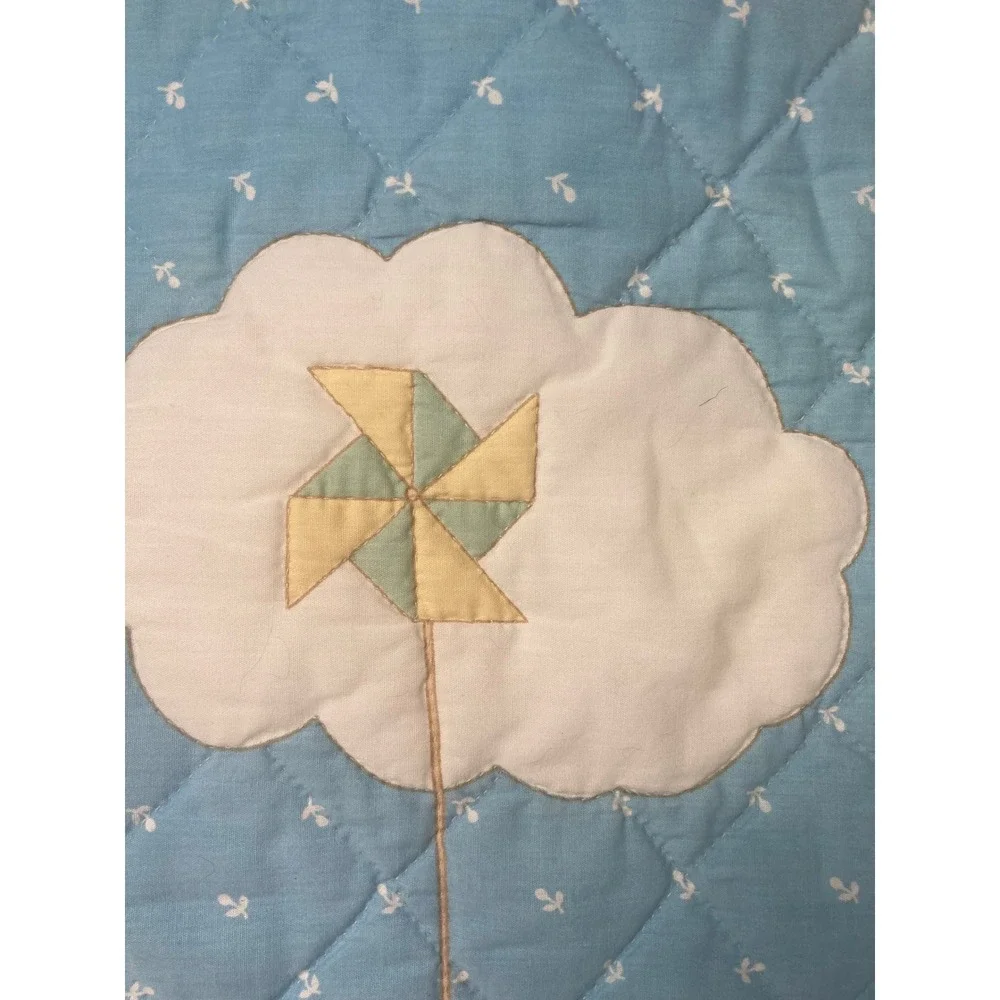 Vintage‎ Hand Quilted Nursery Quilt Clown & Animals Pastel Crib Wall Hanging